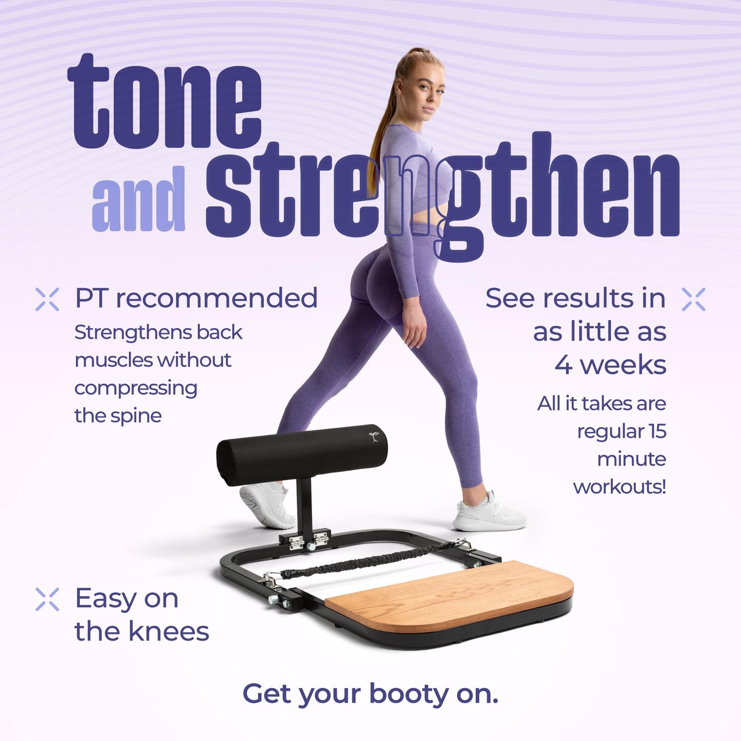 BootySprout Hip Thrust Machine for High Resistance Glute Training - Home Gym Workout - Comes with 45, 90, and 135 Lbs of Resistance - Black