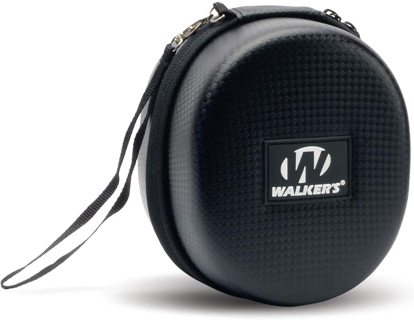 Walker's Muff Protective Case | Weather-Resistant Durable Shockproof Dustproof EVA Carbon Finish Hunting Range Shooting Earmuff Carrying Case, Nylon Lanyard