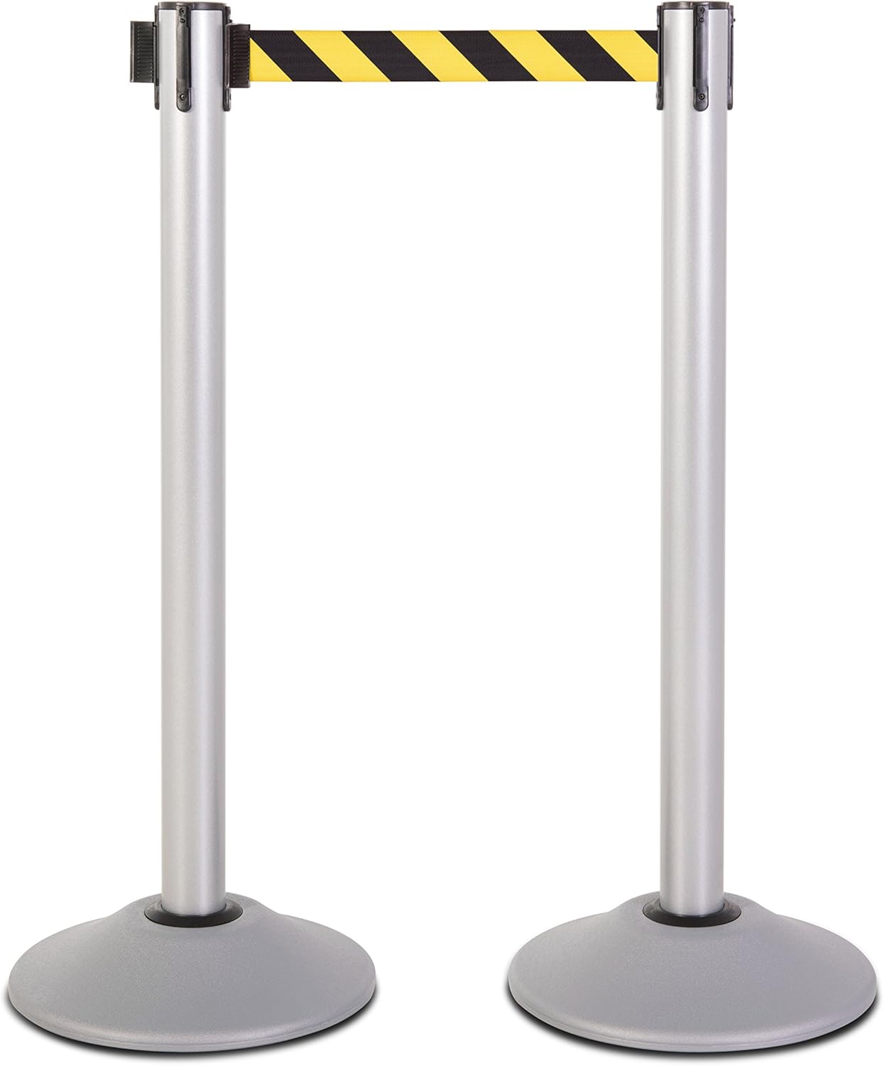 US Weight Premium Silver Steel Stanchion with 7.5-Foot Retractable Belt