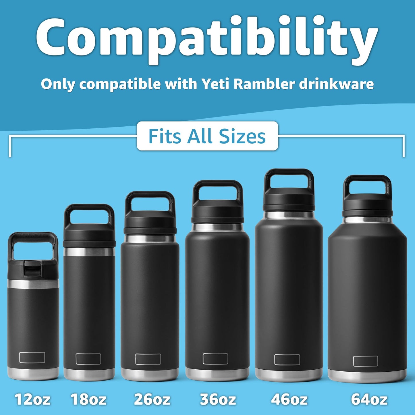 Jmoe USA Bottle Adapter Compatible with Yeti to Cirkul | Updated Version | BPA Free Plastic, Food Grade Silicone | Fits 12, 18, 26, 36, 46, 64 oz YETI Rambler Bottles