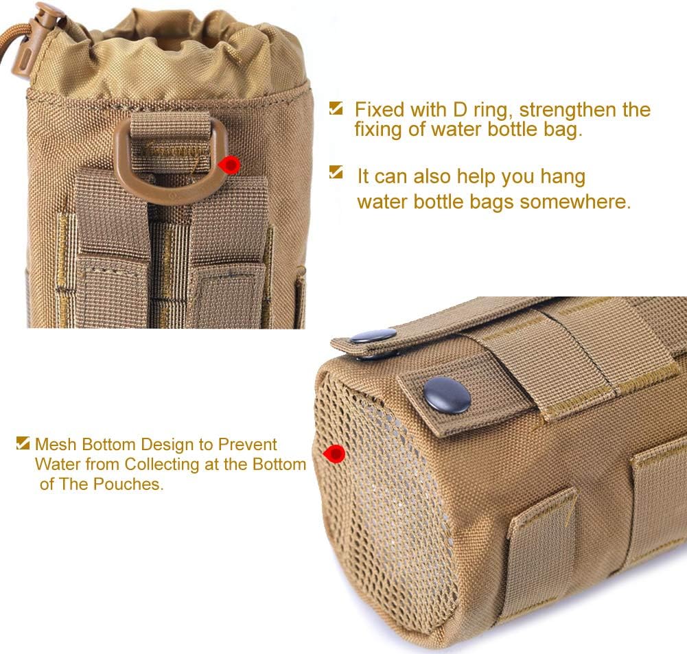 Upgraded Tactical Water Bottle Holder | Molle Pouch for Travel & Hydration