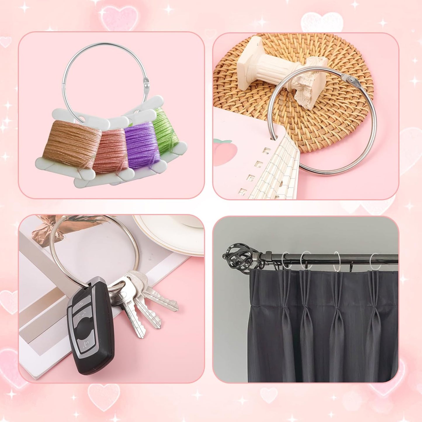 30 Pack Binder Rings 3 in Silver Loose Leaf Binder Ring, Small Book Rings Metal Rings for Index Cards, Notebook, Paper, Receipts Photos, DIY Crafts School Supplies