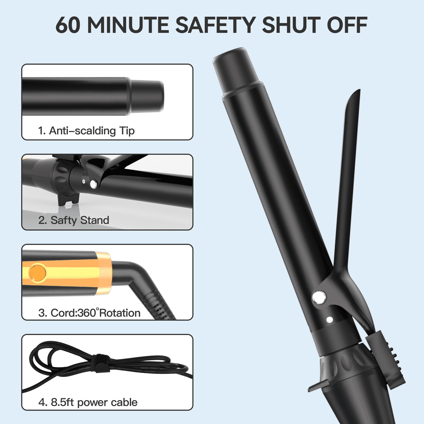 1-Inch Double Ceramic Curling Iron – Classic Curls for All Hair Lengths