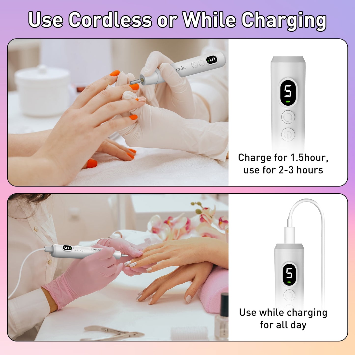 Devimic Cordless Electric Nail Drill Kit | Professional Manicure Tool for Acrylic & Gel