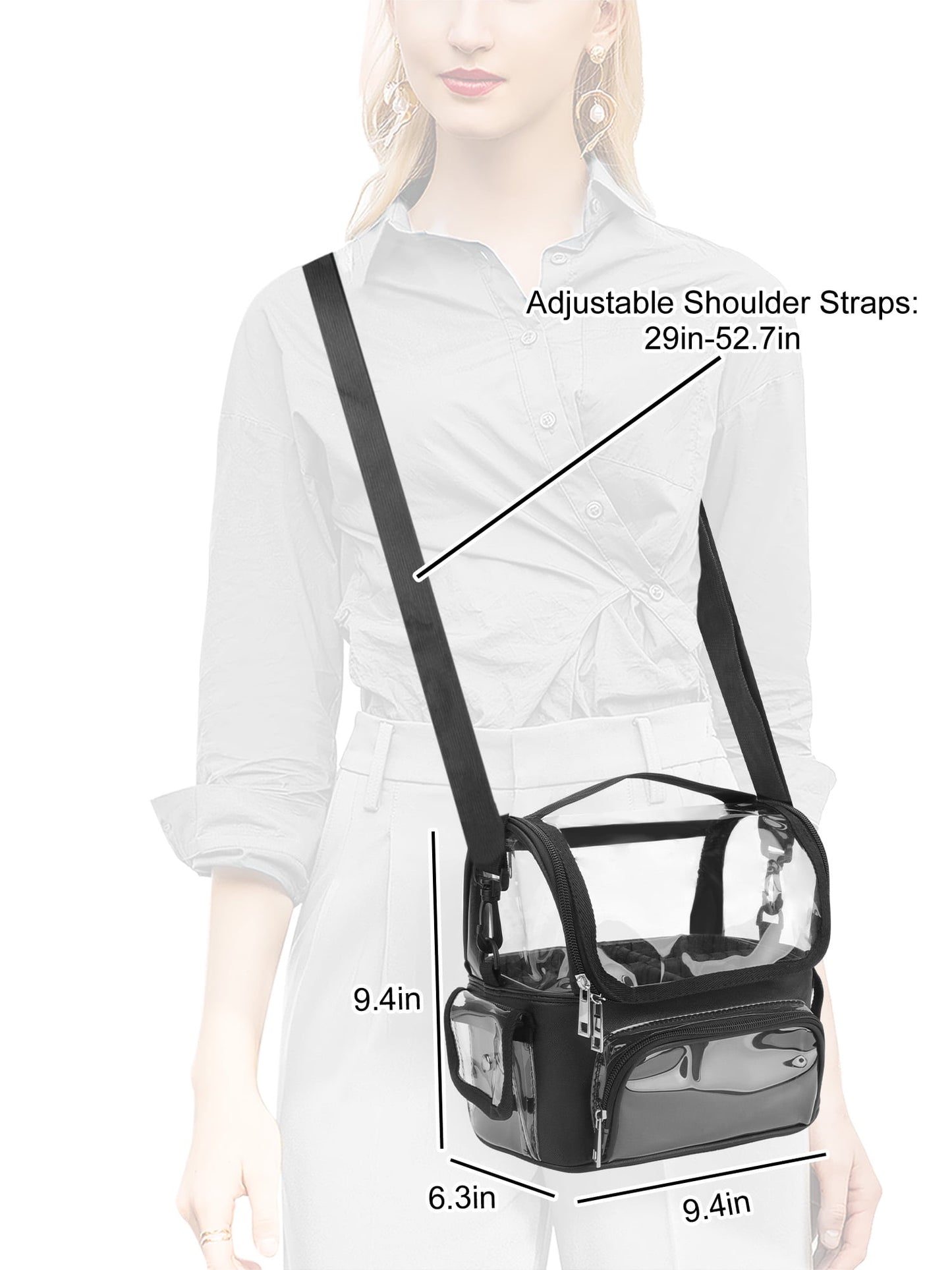 Clear Makeup Bag | EEEkit Travel Cosmetic Organizer | Adjustable Strap