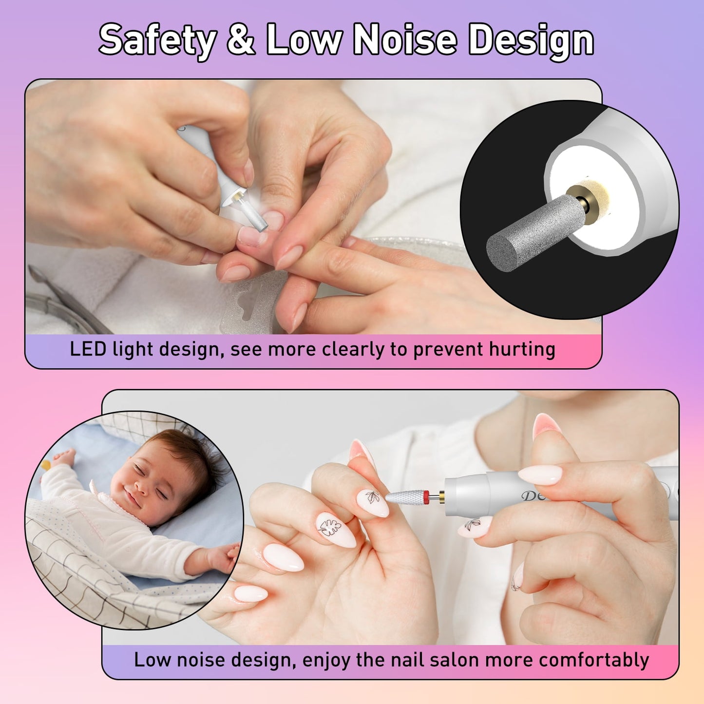 Devimic Cordless Electric Nail Drill Kit | Professional Manicure Tool for Acrylic & Gel