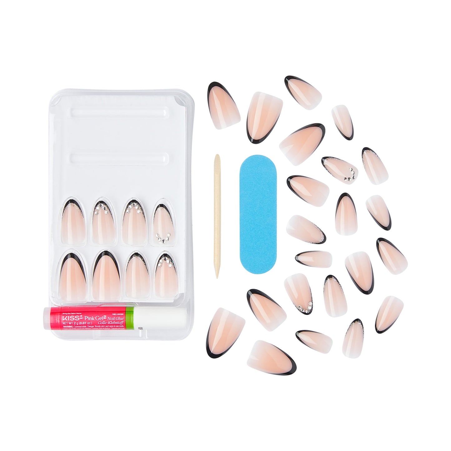 Press On Nails | KISS Masterpiece | Black Medium Almond | 30 Count