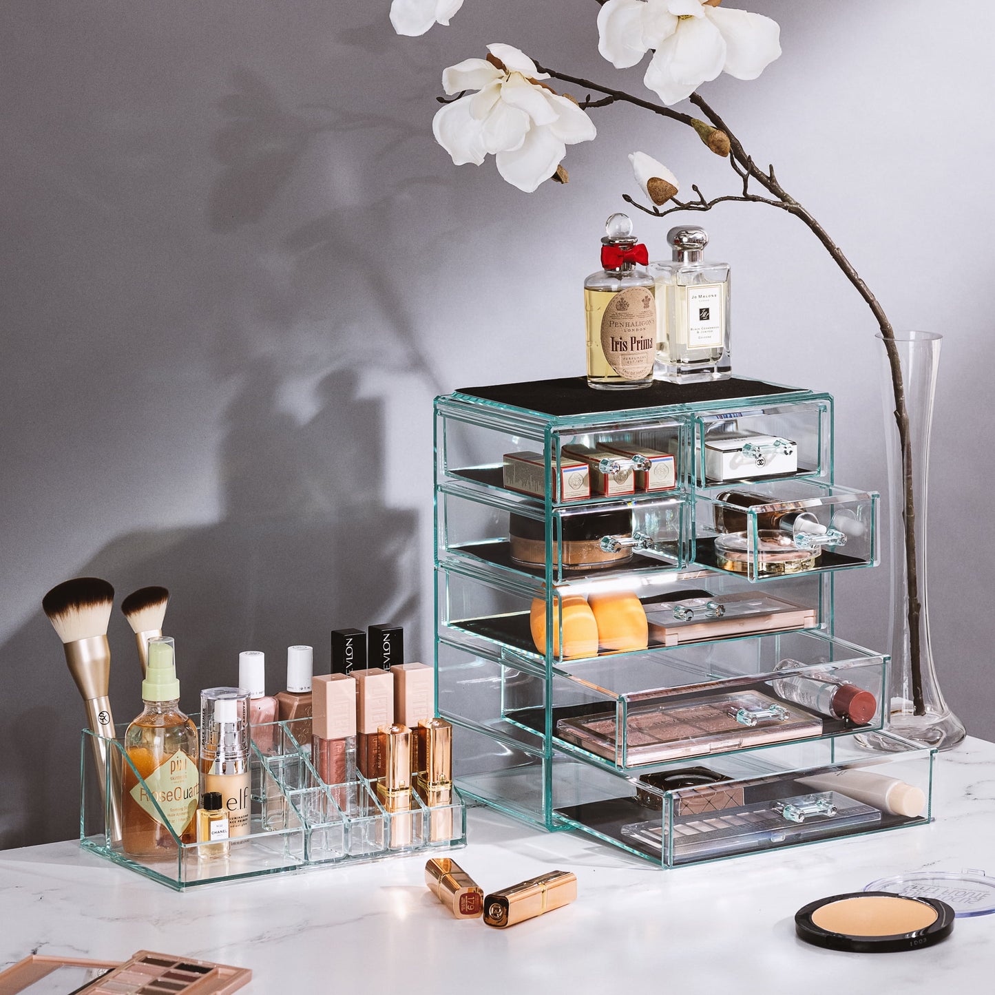 Sorbus Teal Makeup & Jewelry Storage Case | Spacious 3 Large & 4 Small Drawers