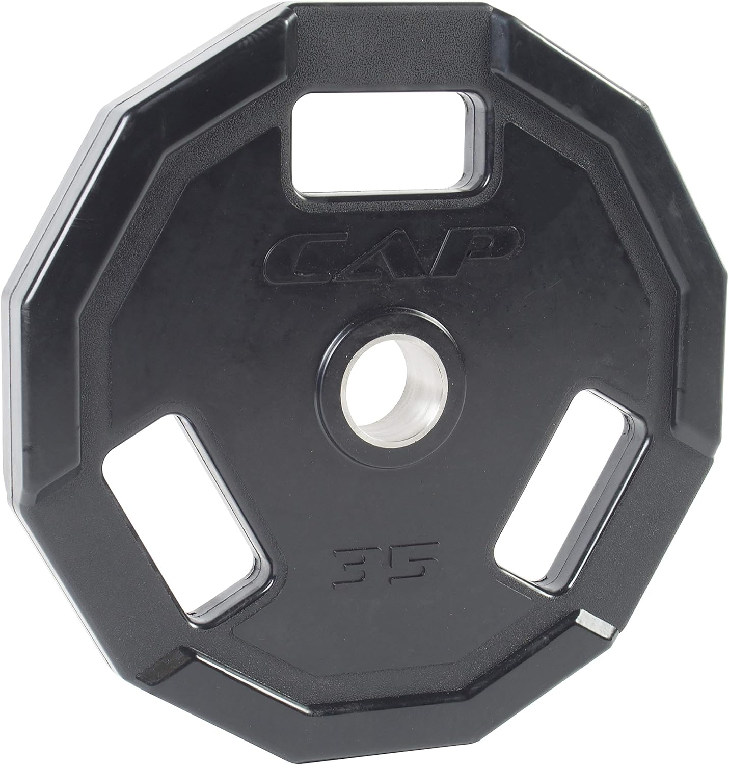 CAP Barbell 12-Sided Rubber Olympic Grip Weight Plates, Black | Multiple Sizes
