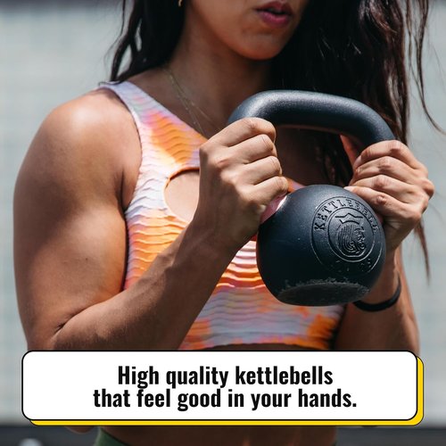 Kettlebell Kings Powder Coated Kettlebell Weights - 9-97 lb Strength Training Kettlebells for Men and Women - Hand Weights Workout Gym Equipment - Weights Set for Home Gym- New