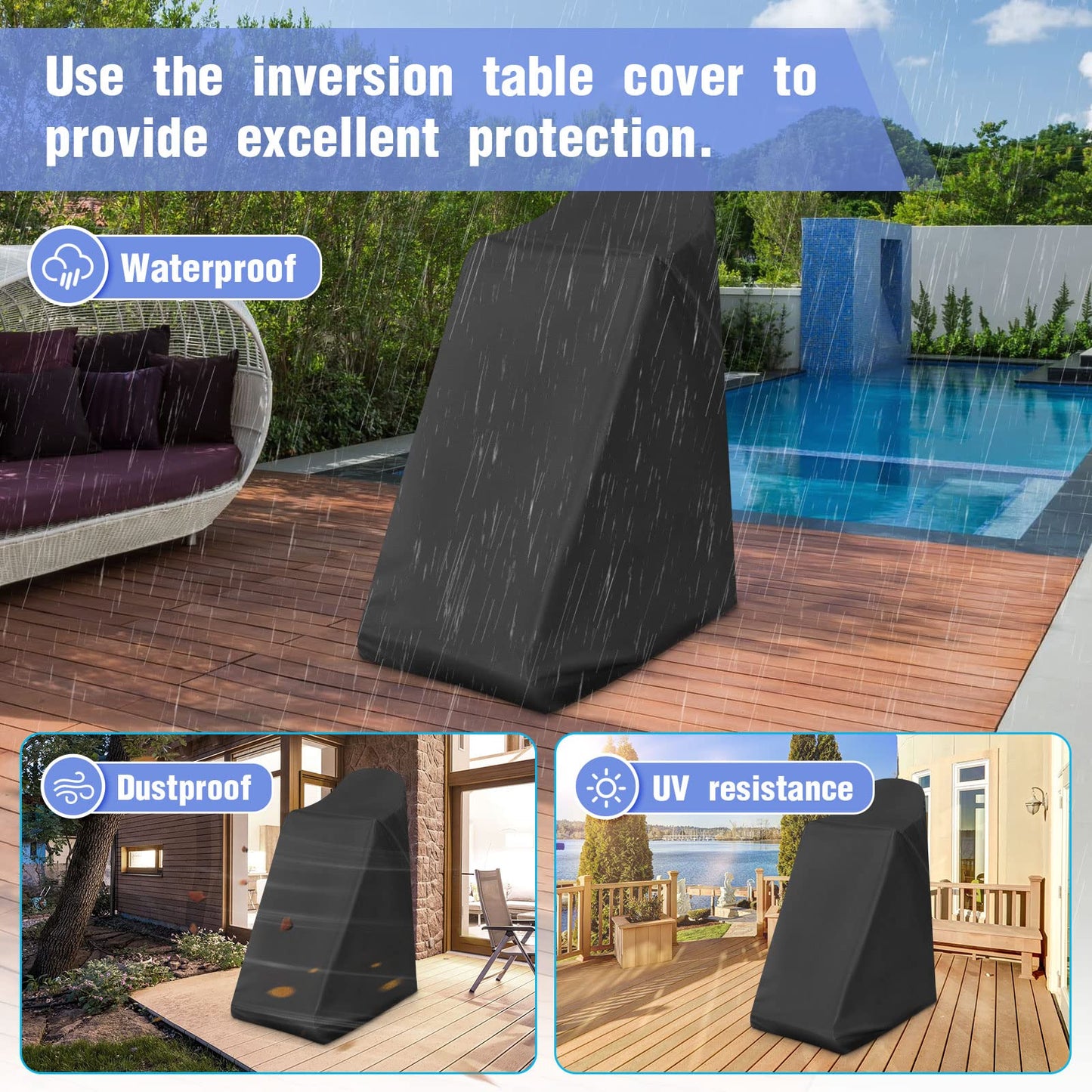 Kingling Cover for Inversion Table, Inversion Table cover Waterproof Outdoor Fits for Most Inversion Tables / Inverted Table / Inversion Chair / Inversion Bench Equipment -47''L x 28''W x 63''H inch
