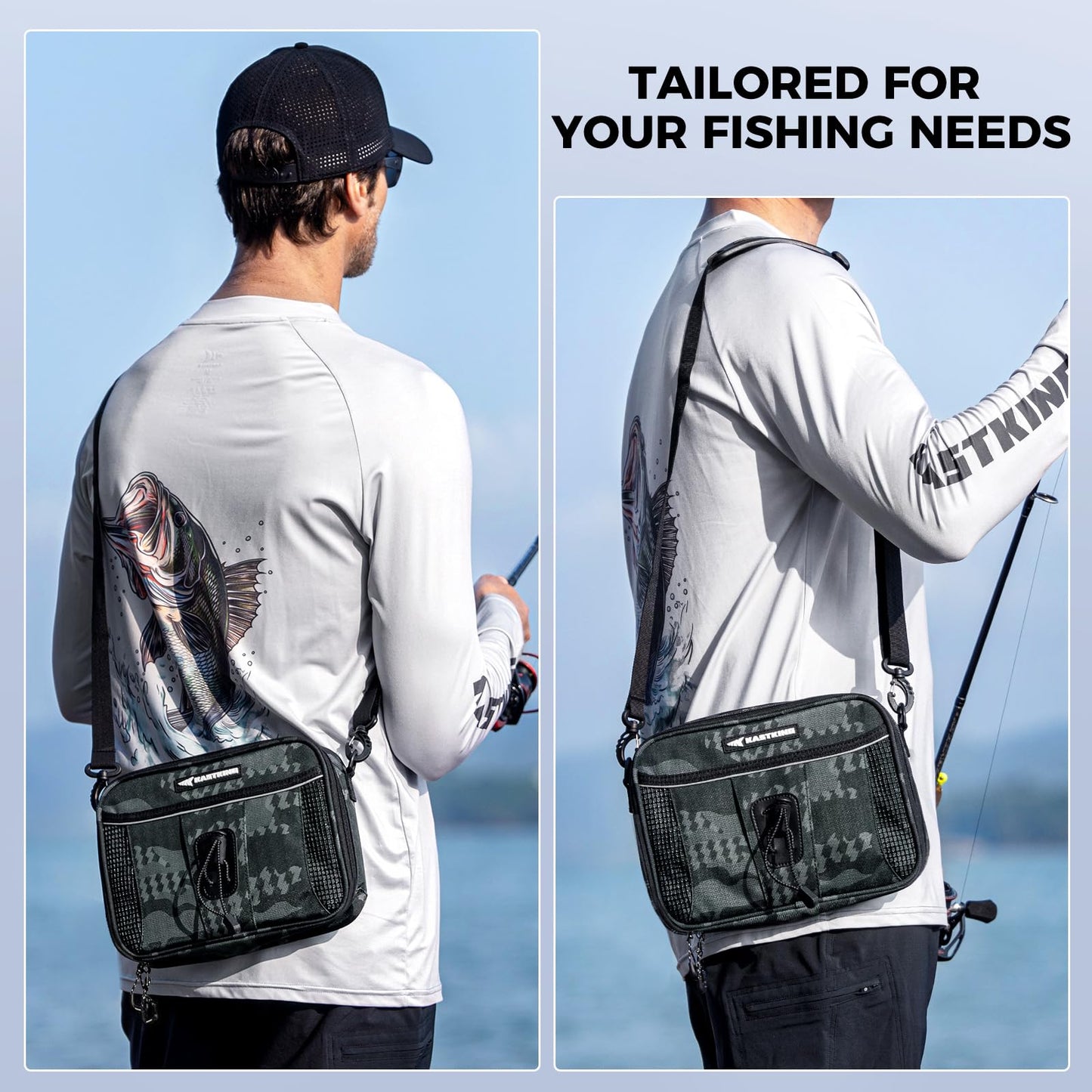 KastKing BaitSpace Detachable Bait Binder Tackle Bag – Large Clear Sleeves, Durable 900D Water-resistant Fabric, Soft Plastic Bait Storage For Hooks, Sinkers & Fishing Accessories
