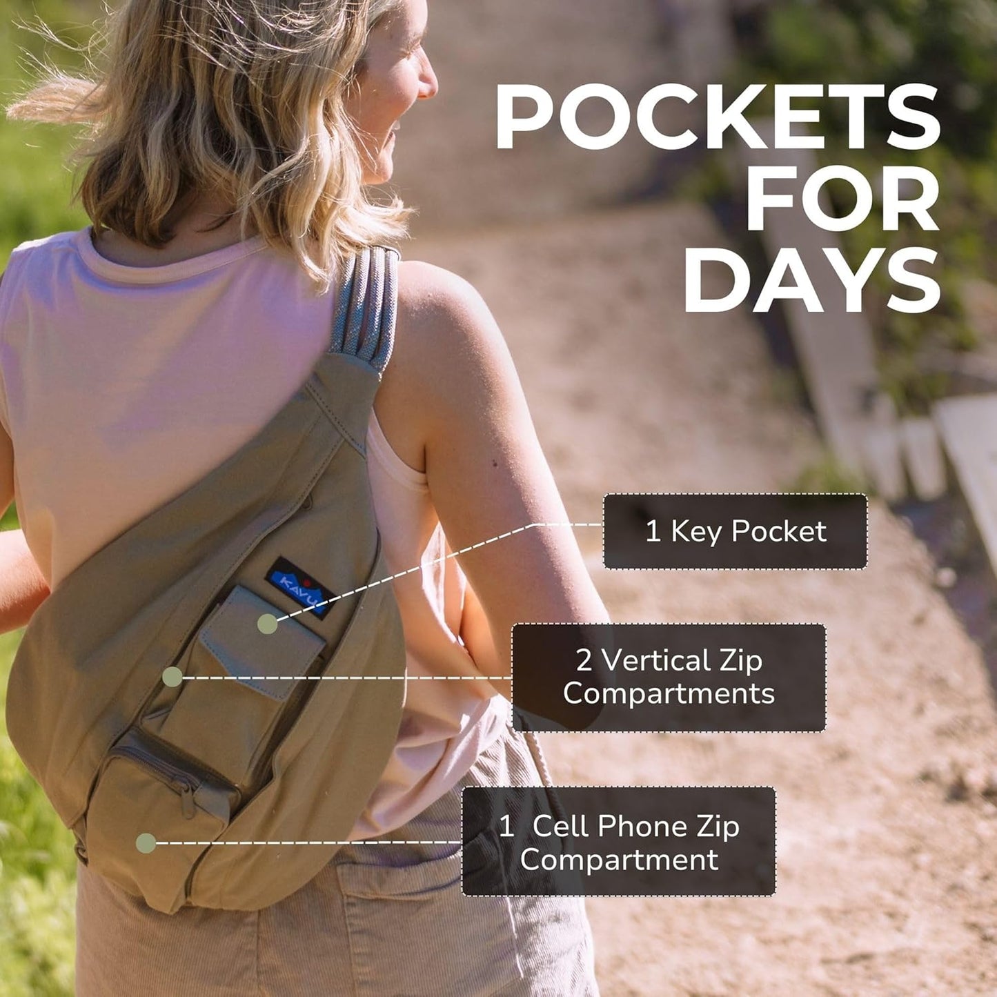 KAVU Rope Bag - Sling Pack for Hiking, Camping, and Commuting