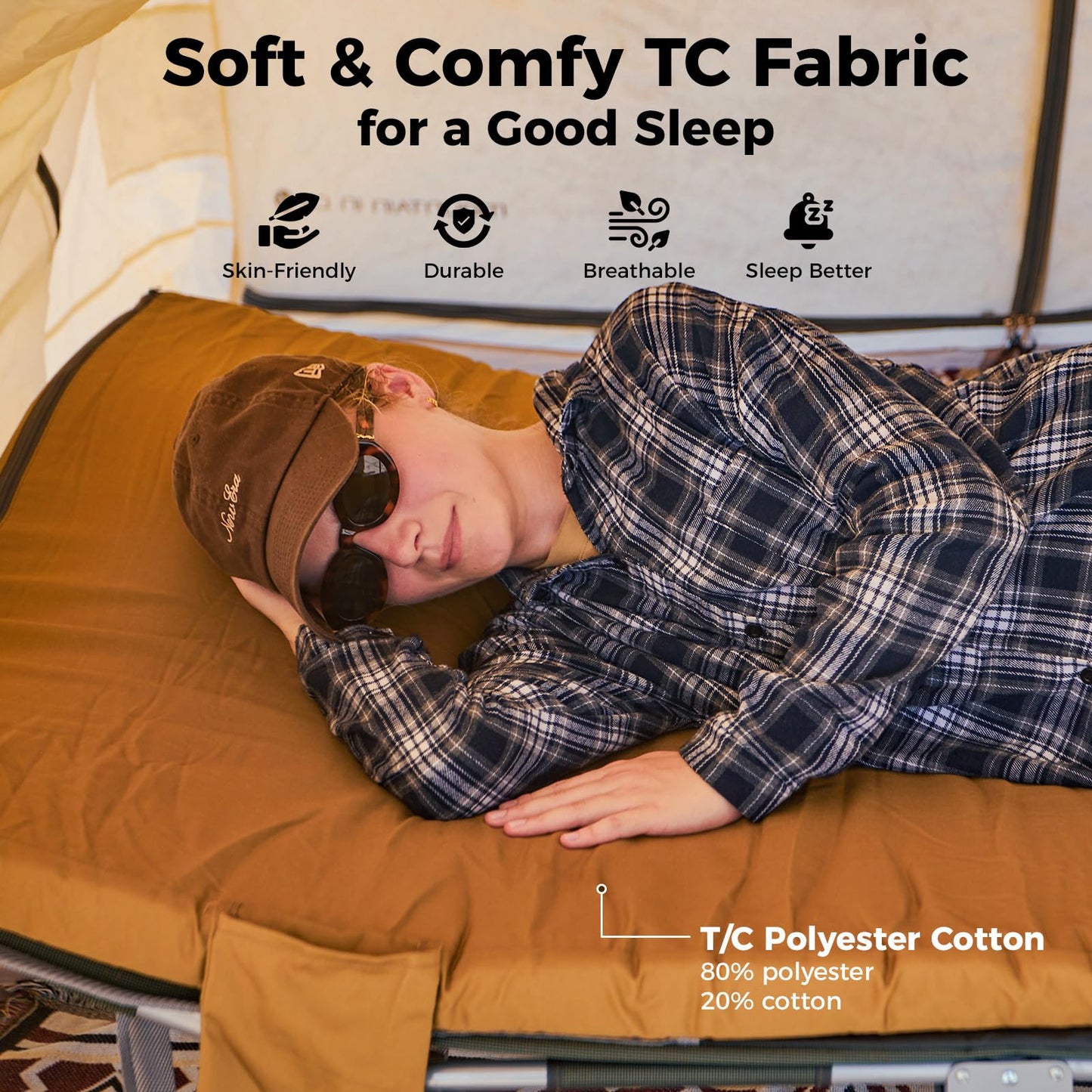 Kingcamp Comfort X 5 XXL Wide Perforated Memory Foam Cot Mattress, Portable Roll Up Camping Mattress Sleeping Pad, Twin Sleeping Mat with Roll Helper for Cot Mat Travel Tuck Tent Floor Guest Sleepover