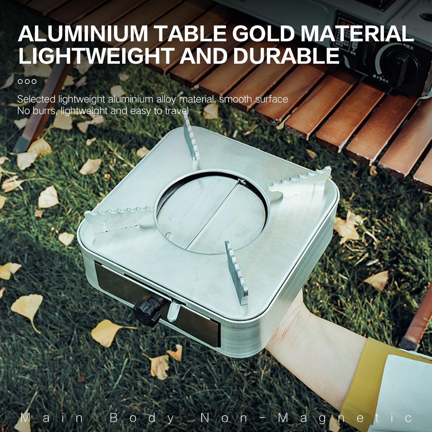 AIROKA Drawer Alcohol Stove, Rust-Resistant Wear Portable Alcohol Stove, High Combustion Efficiency, Suitable For Outdoor Camping Cooking Picnic (Metallic Gray (Single Furnace))