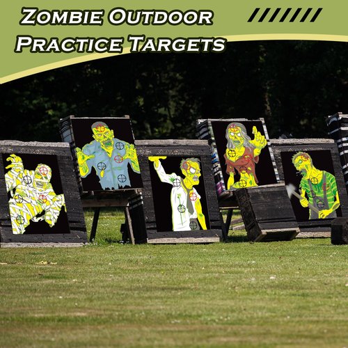 Ireer 25 Pcs Zombie Paper Practice Targets 12 x 18 Inch Zombie Outdoor Practice Targets Gift Indoor, 5 Style
