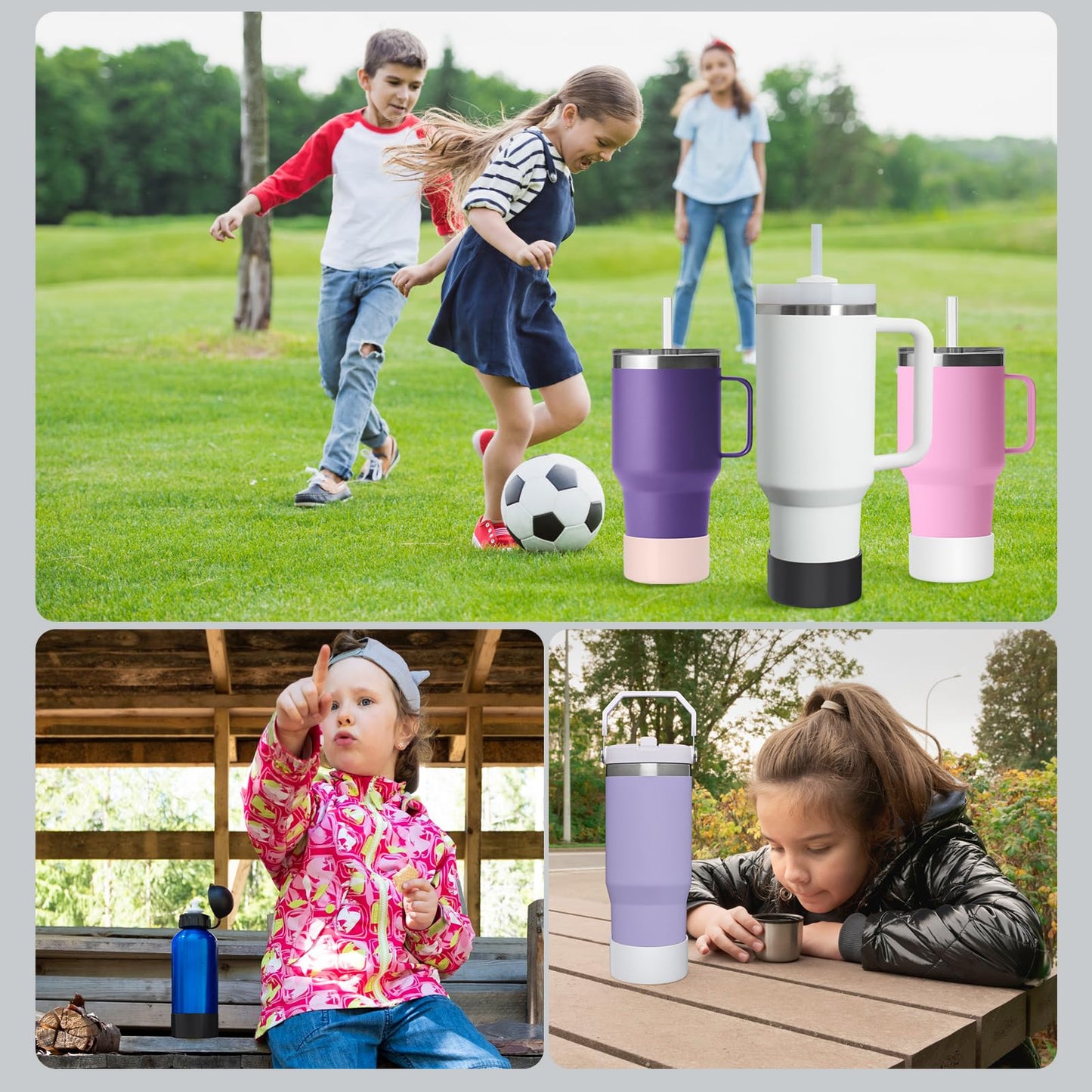 2 Pack Silicone Boot for Stanley 40 oz Quencher, Cup Boot Sleeve, Protective Water Bottle Boot, Simple Modern Boot, Tumbler Boot Silicone Bottom Accessories for Stanley Cup & Hydro Flask - Black+White