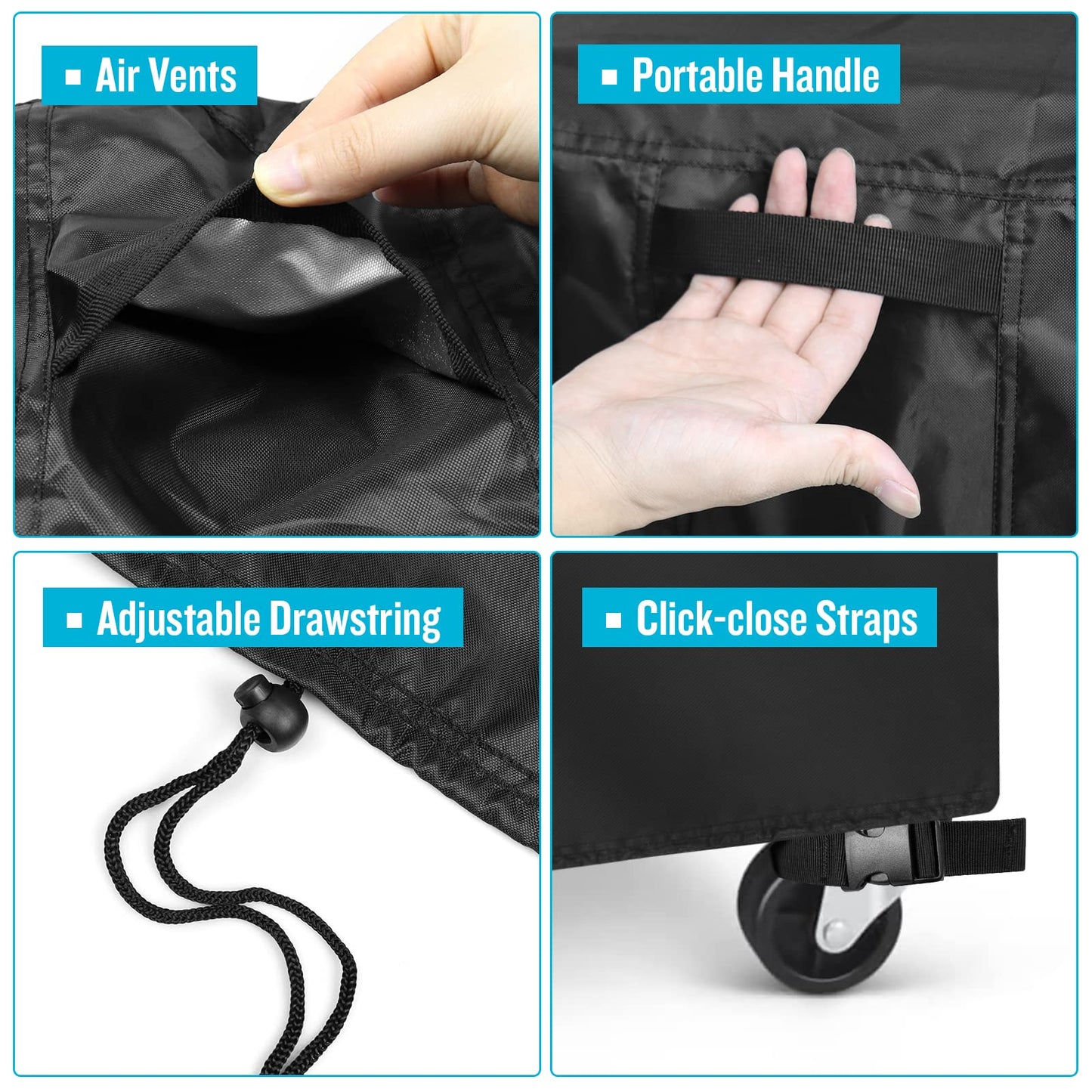Kingling Cooler Cart Cover Fits Keter 89.8 Quart Patio Cooler, Waterproof Patio Party Rolling Ice Chest with Wheels Outdoor Cooler Cart Cover Black - 38''L x24''W x35''H