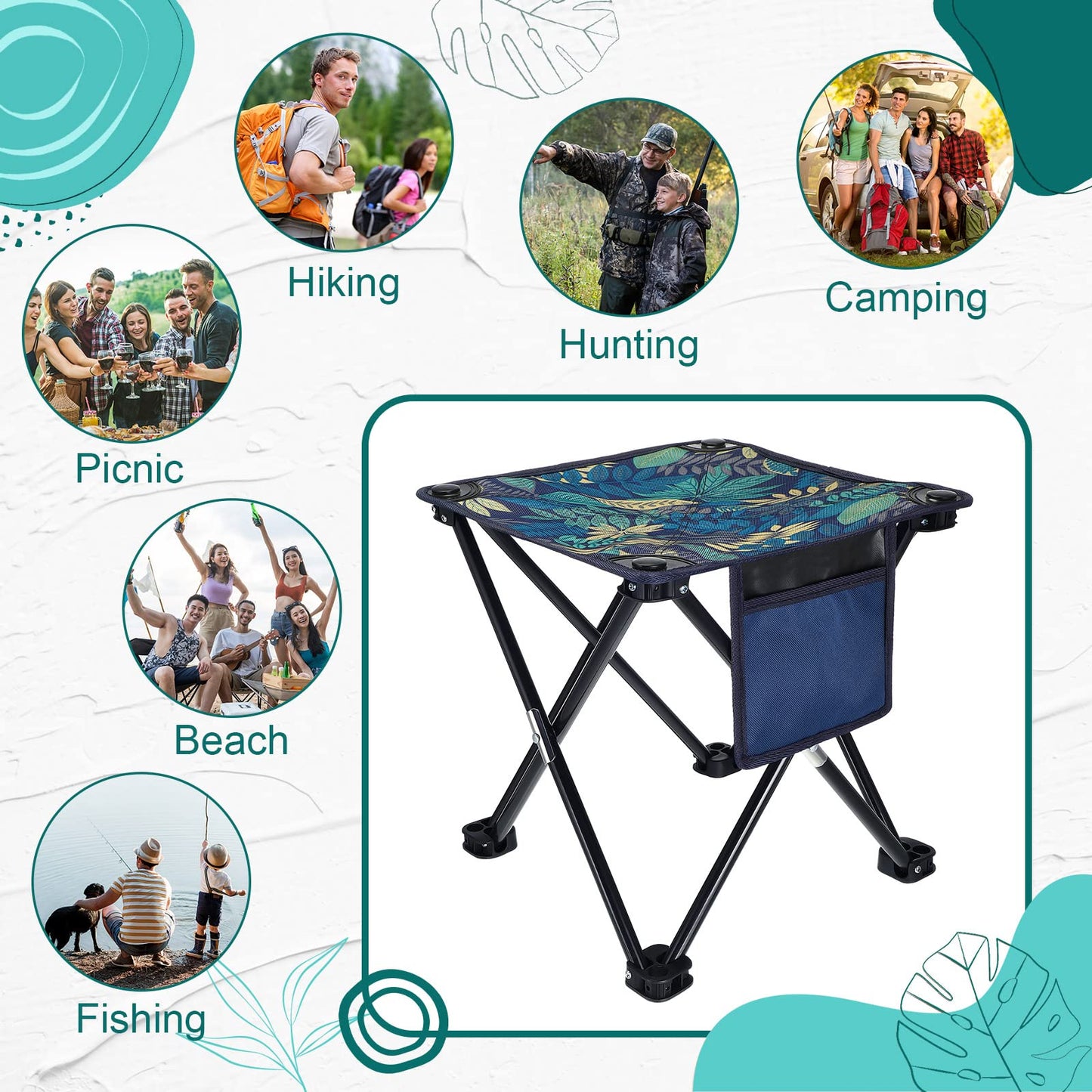 6 Pack Camping Stool, 13 inch Portable Folding Stool with Carry Bag Collapsible Camping Chair 400 Lbs Compact Stool Seat for Camping Fishing Hiking Gardening Walking Travelling Outdoor Activities