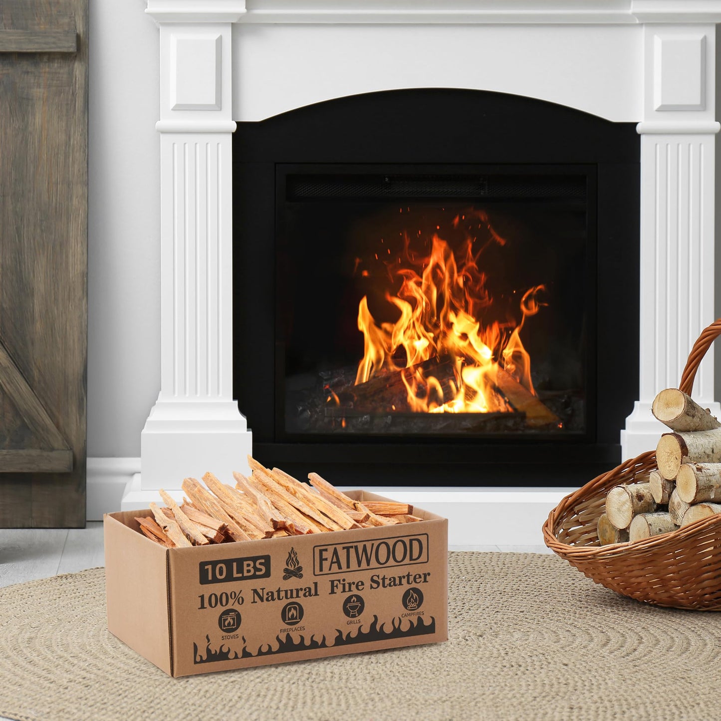 10 Lbs Fatwood Fire Starter Sticks, 100% Natural Kindling, Pine Firewood Firestarter for Campfire, Stove, Fireplace, Bonfires, Grill