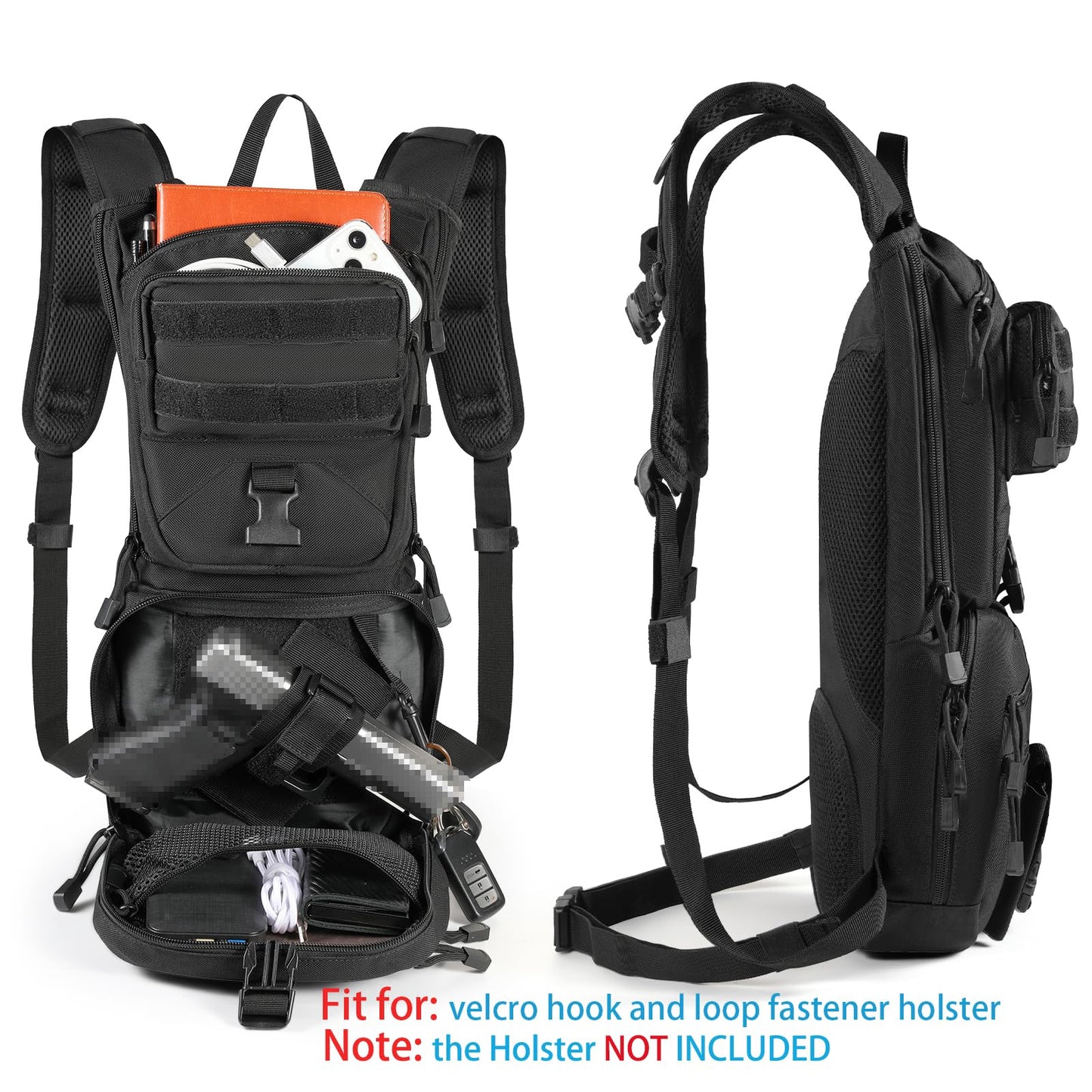 LarKoo Tactical Molle Hydration Backpack with 3L TPU Water Bladder, High Flow Bite Valve Water Backpack Bag Military Daypack Men Women Lightweight Insulation