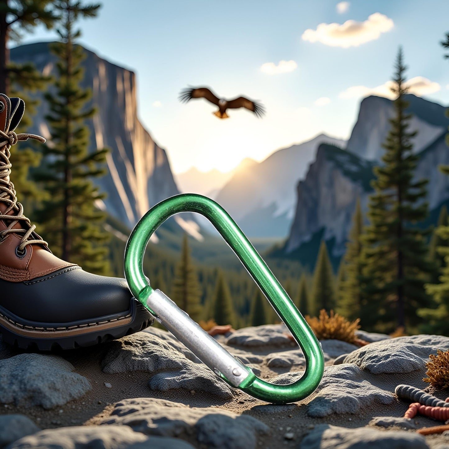 1PCS Carabiner Clip, 3" Aluminum Clips D Ring Shape Carabiner Heavy Duty Carabiner, Key Chain with Ring Keychain Hook Carabiner,Accessory and Keychain Carabiners (Green)