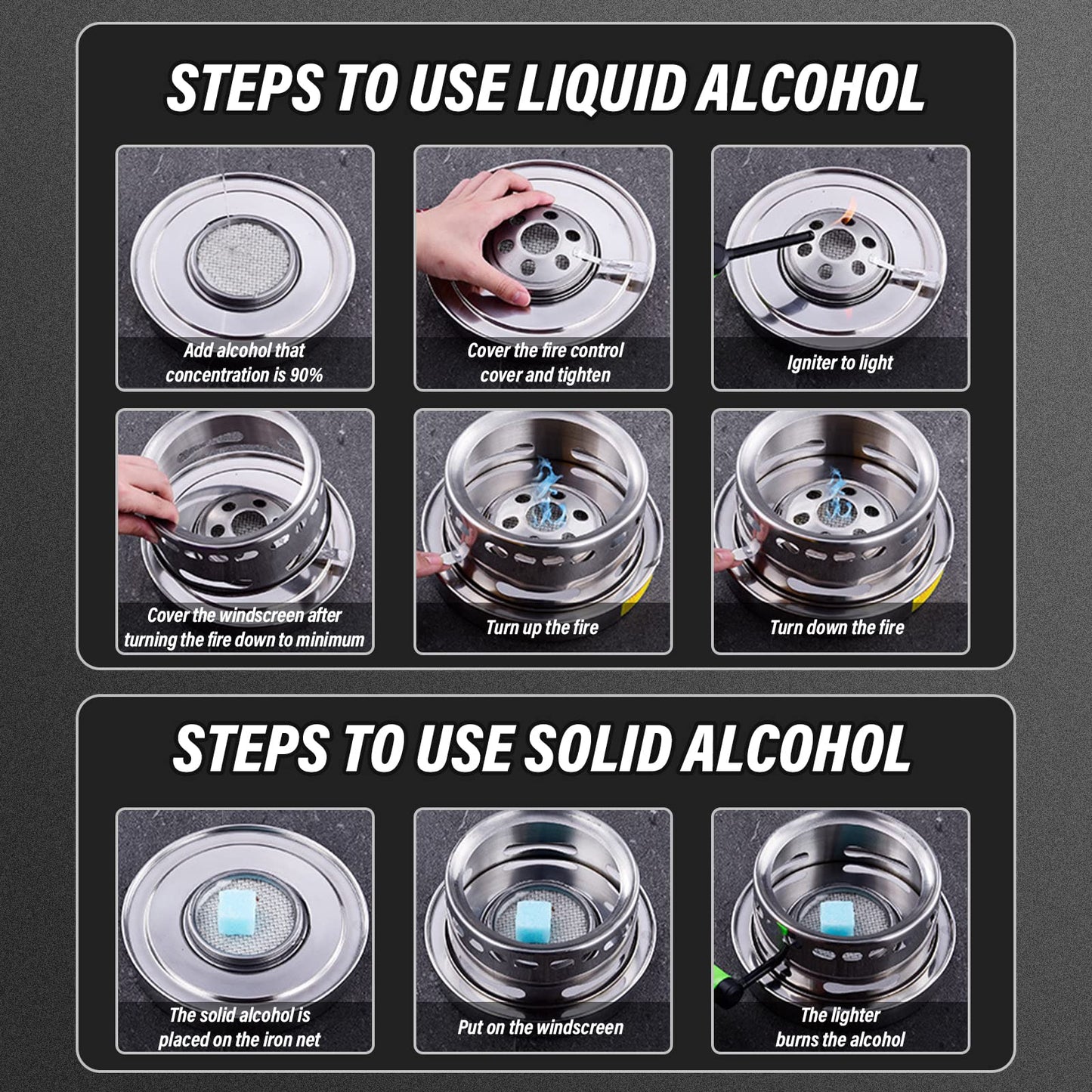 Hot Pot Alcohol Stove, Spirit Cooker with Pot, Camping Stoves Set, Gas Stovetop, Easy to Carry, No Power Required, Stainless Steel Liquid Stove, Camping Cooker for Indoor Outdoor Camping Hiking(18CM)