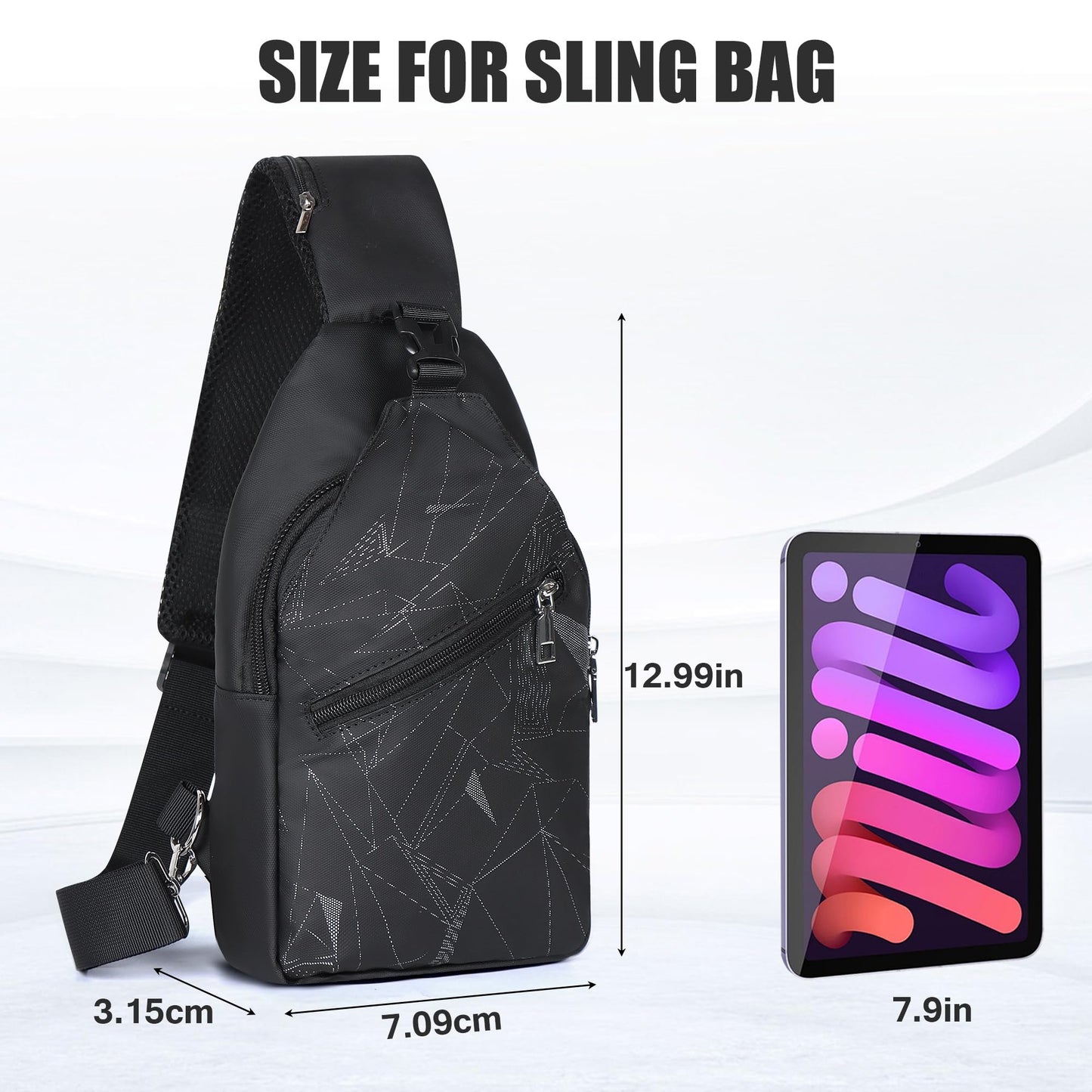 Geestock Sling Bag Backpack for Men & Women, Crossbody Backpack Shoulder Bag Waterproof Chest Bag for Daypack Travel Hiking (Black)