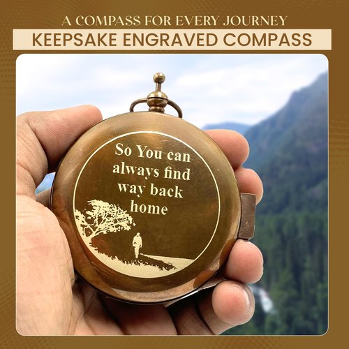 So You Can Sundial Compass Gift Hiking - Camping - Keepsake Engraved Compass Gifts for Men - Son - Boys - Women - Girls