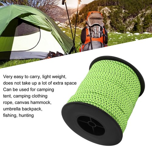 Raguso Tent Rope Fluorescent 2.5mm/0.1in Diameter Reflective Guyline Lightweight Multipurpose Reflective Rope Camping Rope for Outdoor