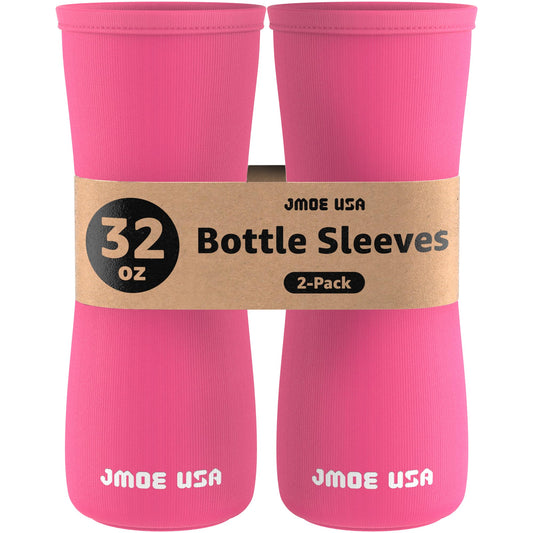 Jmoe USA 32oz Sleeve for Cirkul Water Bottle | Fits 32 oz Plastic and Stainless Steel Bottles | Neoprene Sweat Absorbing Material | Fitted Design | 2-Pack | Insulated Cover (Pink)