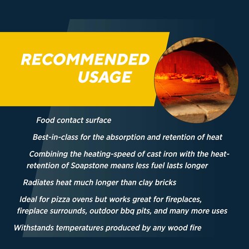 Rutland Soapstone Fire Bricks, Premium Firebricks for Wood-Burning Fireplaces & Woodstoves, Blue-Gray, 2,700+ F, Case of 6