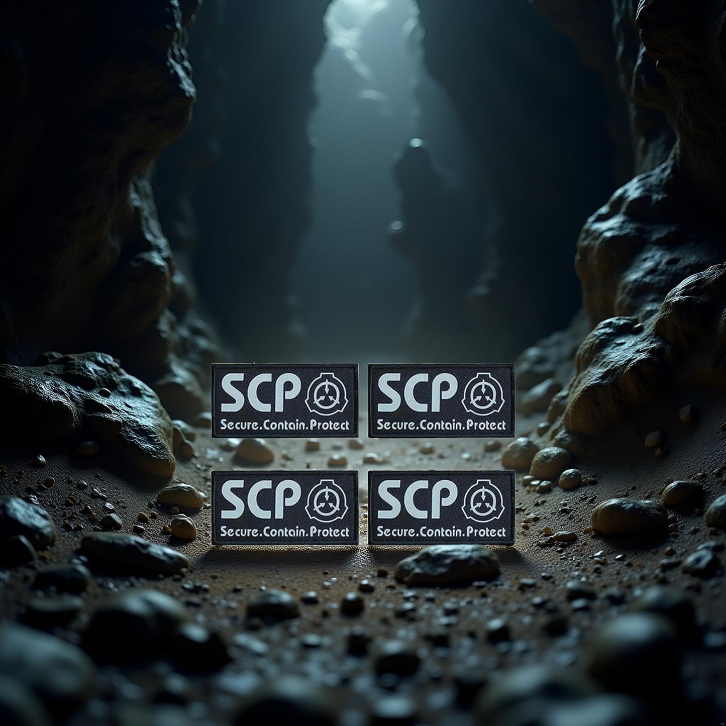 4Pcs Black SCP Foundation Special Containment Procedures Foundation Logo Military Hook Loop Tactics Morale Luminous Patch Tactical Bag Accessories, Tactical and Personal Defense