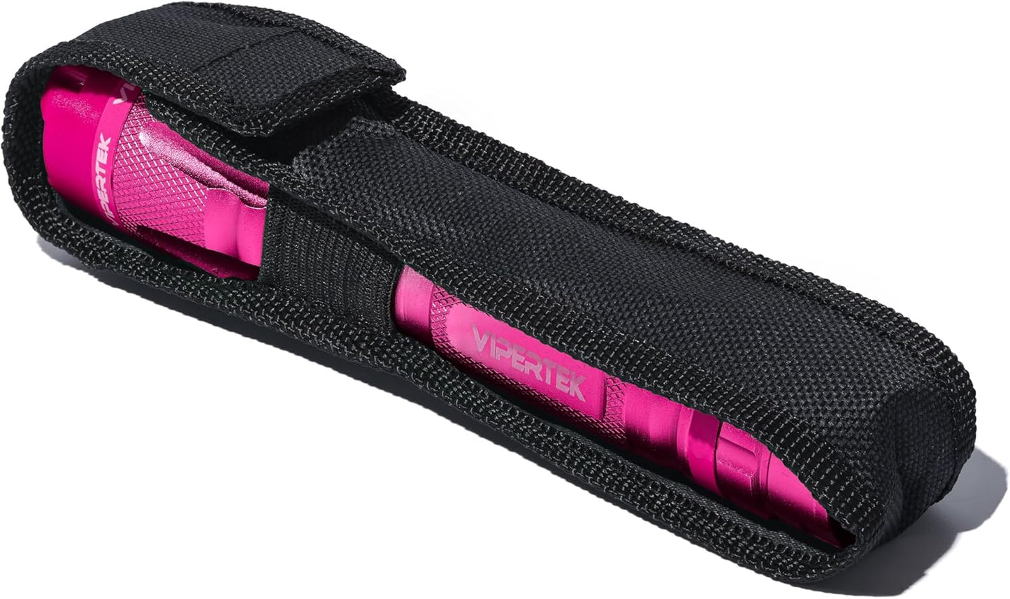 VIPERTEK VTS-T03 Aluminum Stun Gun for Self Defense Rechargeable with LED Flashlight, Pink