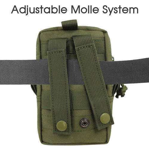 Molle Pouch, Tactical Molle Pouches Vest Pouch EDC Belt Pouch Phone Holster Waist Bag Pack Molle Accessories Bag Small Utility Pouch with Flag Patch, Green