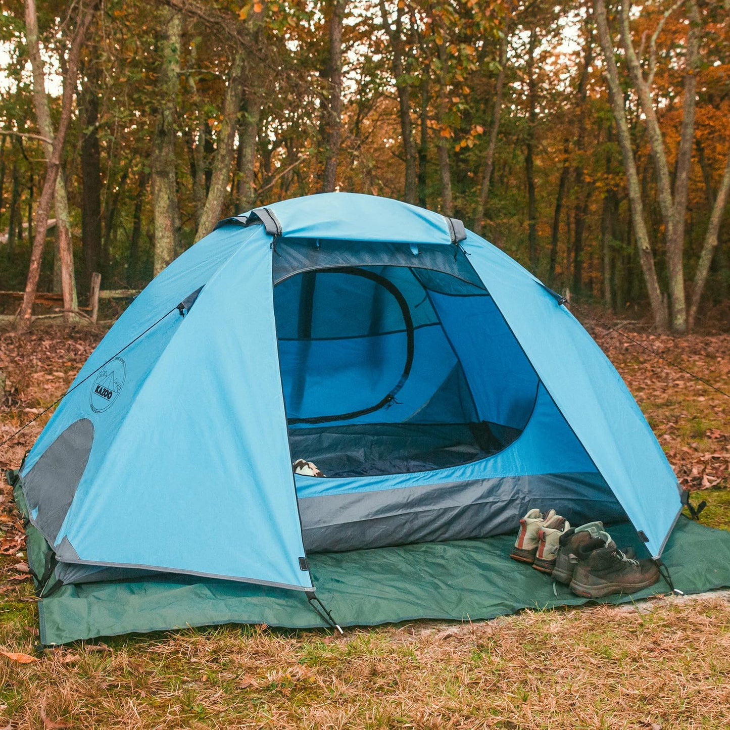 KAZOO Waterproof Backpacking Tent 2/3 Person Lightweight Camping Tents 2/3 People Hiking Tents Aluminum Frame Double Layer (2P Blue)