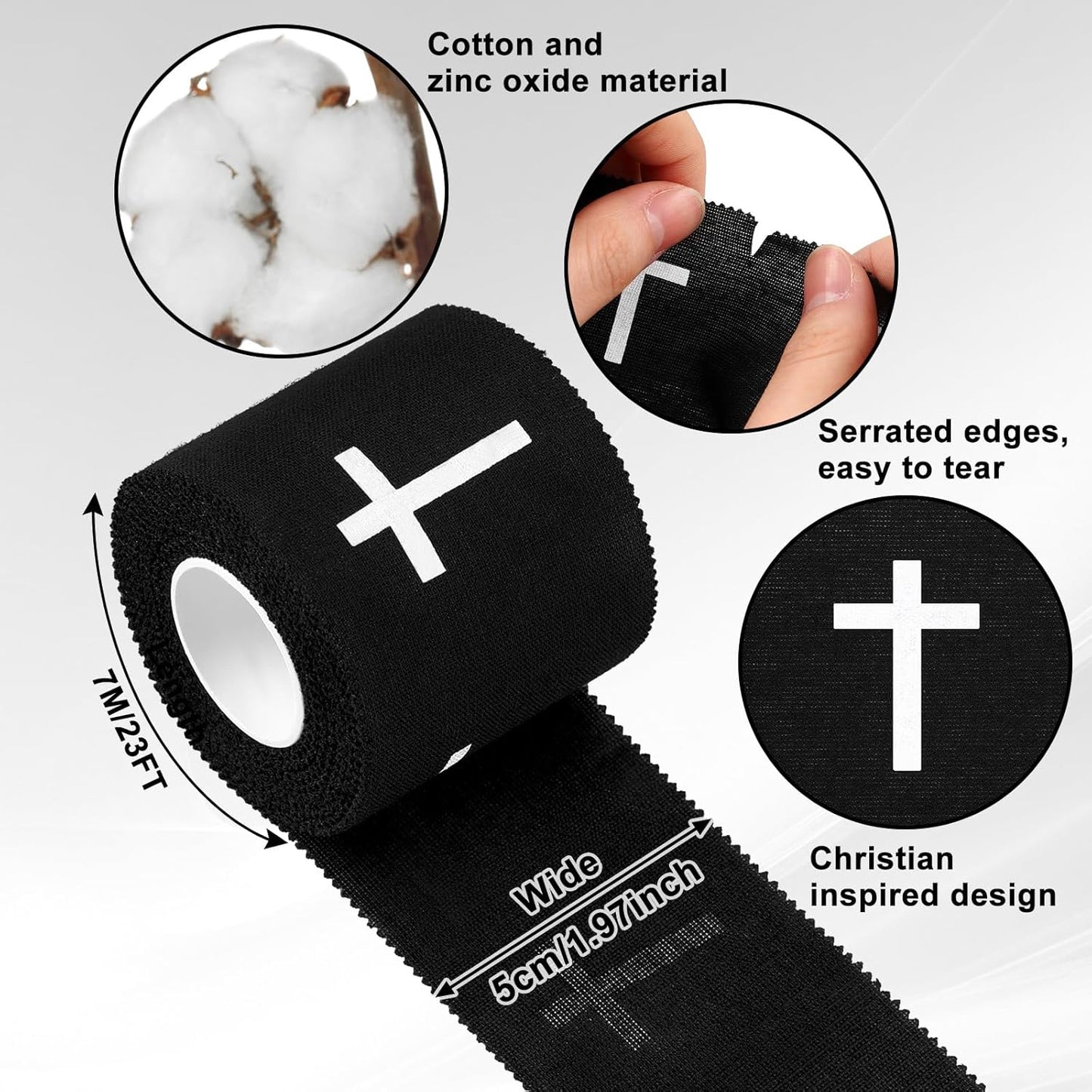 Christian Athletic Tape | 2 Pcs Cotton Sports Wrap 2in x 23ft | White