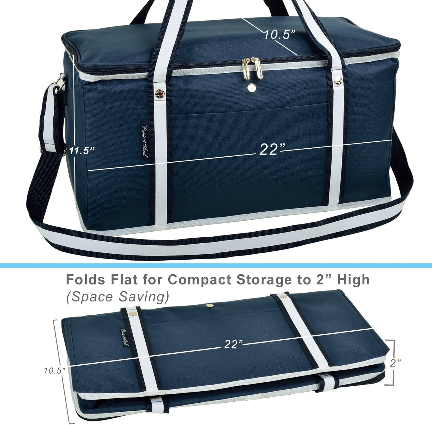 Picnic at Ascot 64 Can Capacity Semi Rigid Collapsible Leakproof Cooler- Designed & Quality Approved in the USA