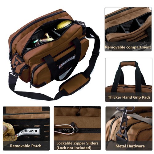 VIGEGARI Pistol Range Bag Shooting, Gun Bag for Pistols, Gun Case for Handguns, Ammo Bag, Gun Case for Handguns, Tactical Range Bag, Gun Carrying Bag, Gun Range Accessories, Triple-Compartment