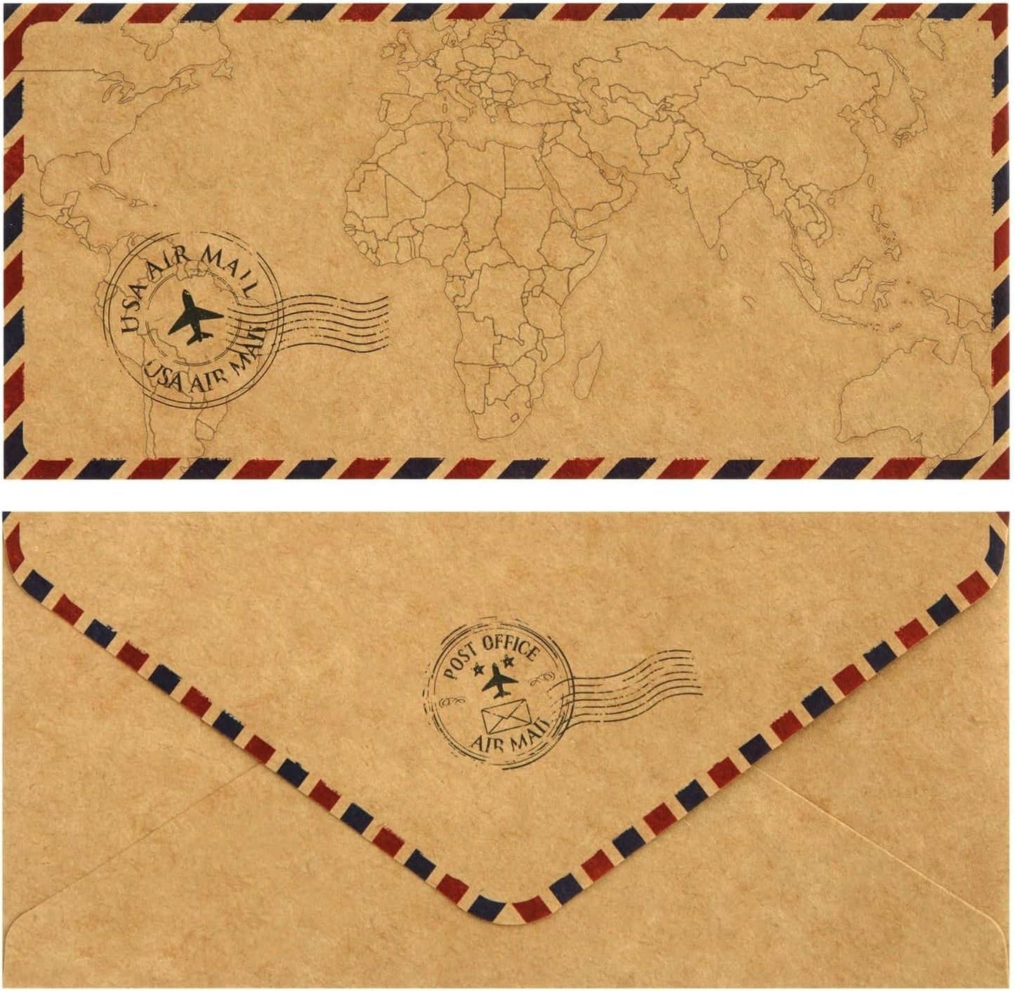 48 Pack Letter Writing Stationary Paper and Envelopes Set, Vintage Travel Design (6.9 x 9.25 In)