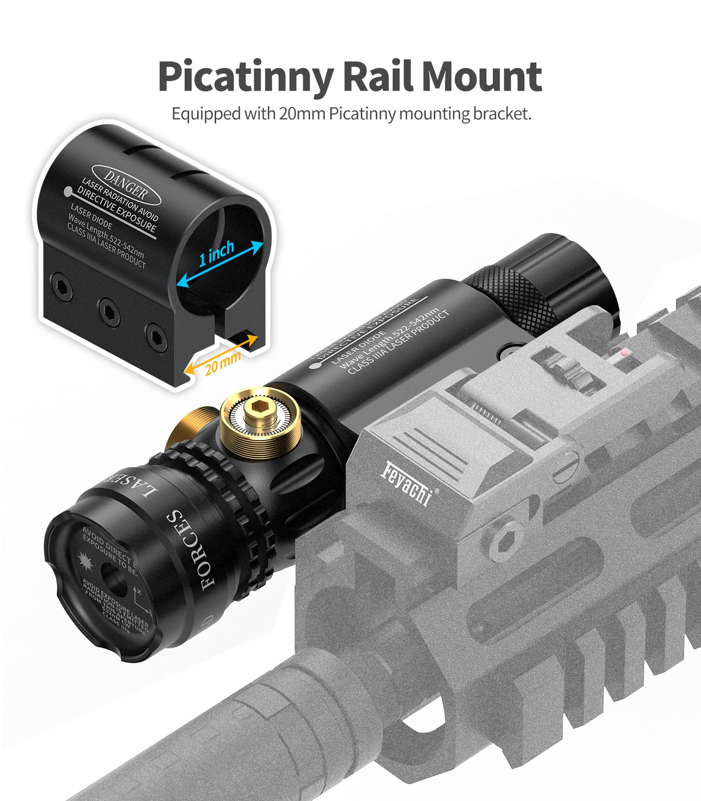 Feyachi GL-6 Tactical Green Laser Sight with Picatinny Rail Mount and Barrel Mount Include Pressure Switch
