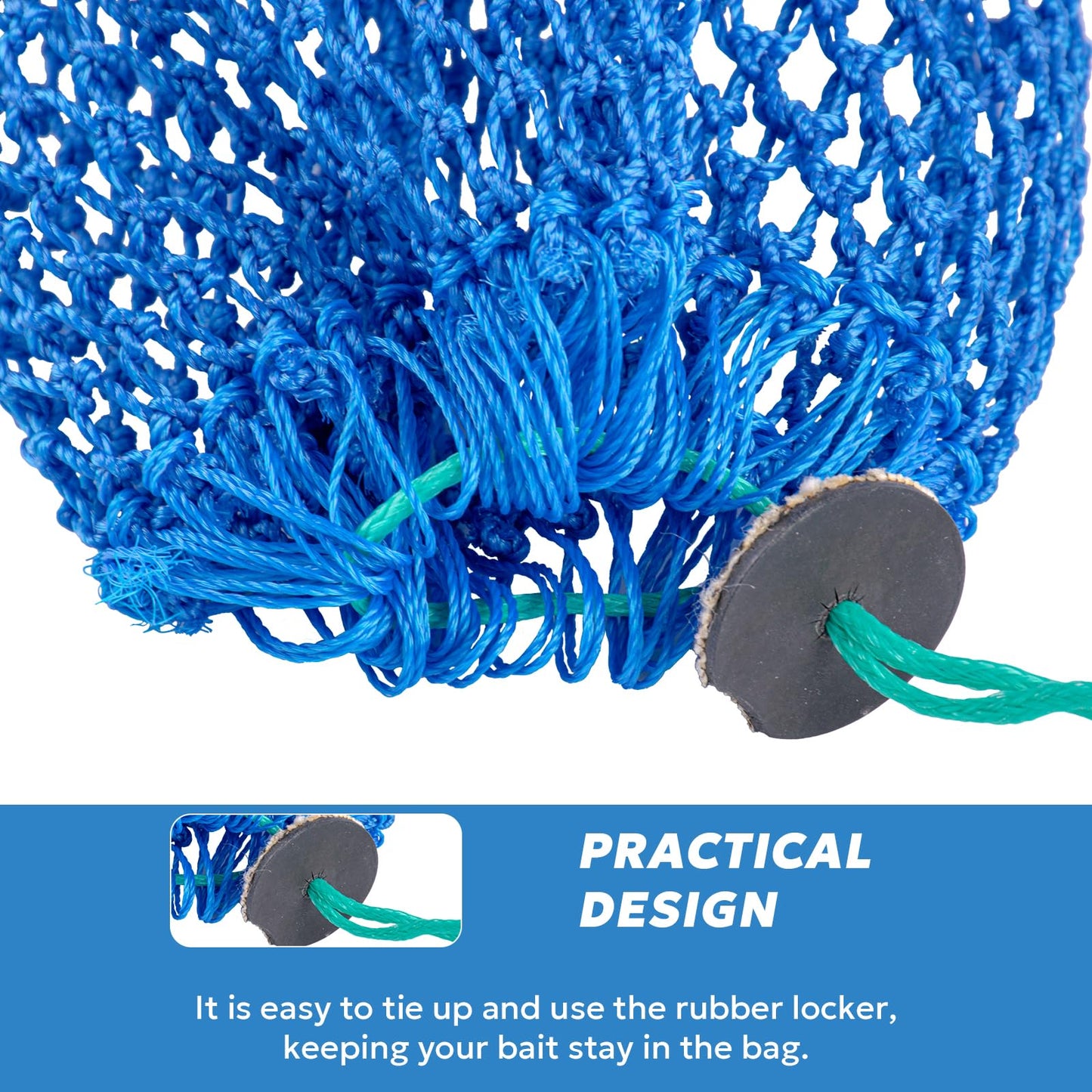 A1FISHER Mesh Bait Bags with Rubber Locker Crabbing Equipment for Crawfish Minnow Lobster Fishing Crab Traps Catfishing 3 Packs
