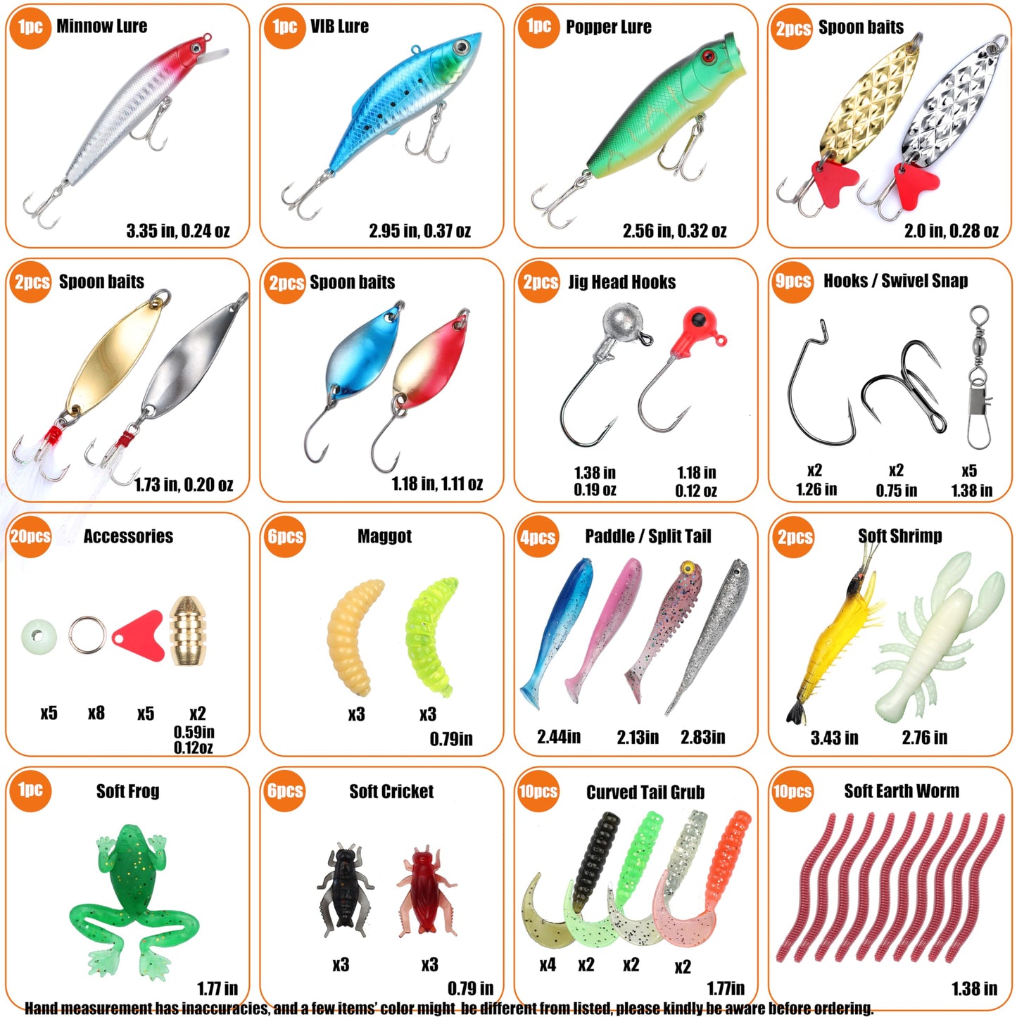 EXAURAFELIS 79pcs Fishing Lure Fish Bait swimbaits Bass Lures kit Tackle Including Crankbaits Metal Spoons Plastic Worms Jigs Topwater Lures Tackle Box Fishing Gear