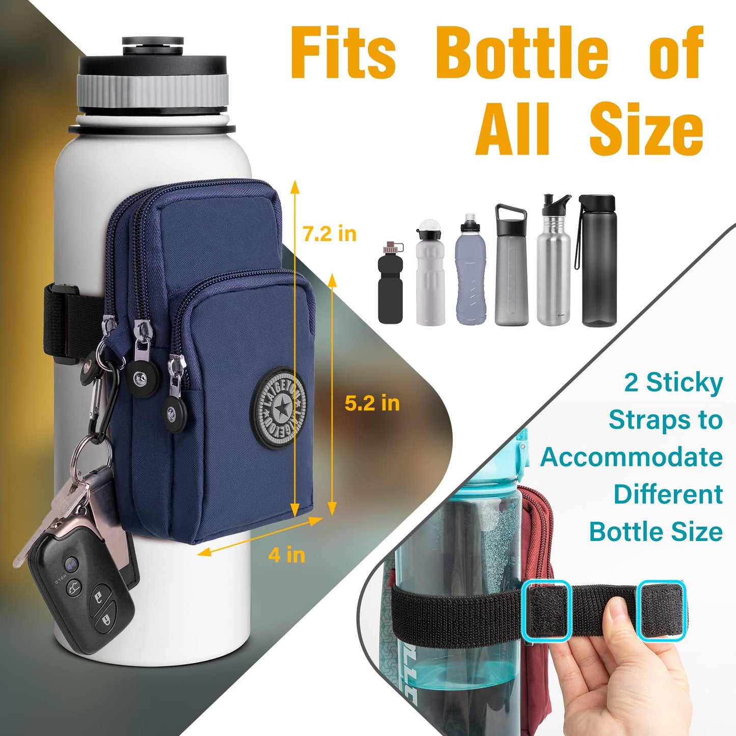 Adjustable Water Bottle Pouch with Phone Holder and Key Holder - All-in-One Gym Accessory for Convenient Storage of Your Essentials