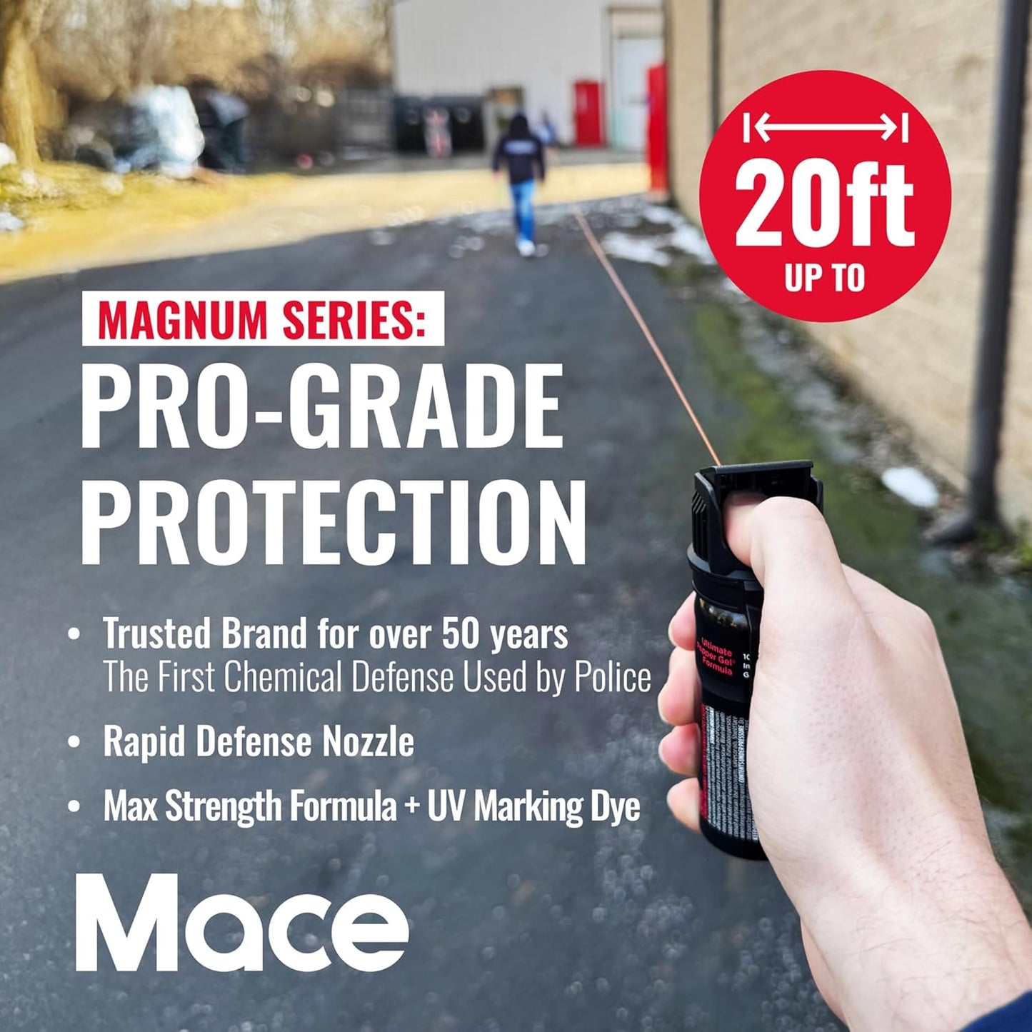 Mace Magnum 3, Magnum 4, or Magnum 9 Pepper Gel Spray, Up to 25 Feet Range, No Wind Blowback, Pepper Spray Gel for Women & Men