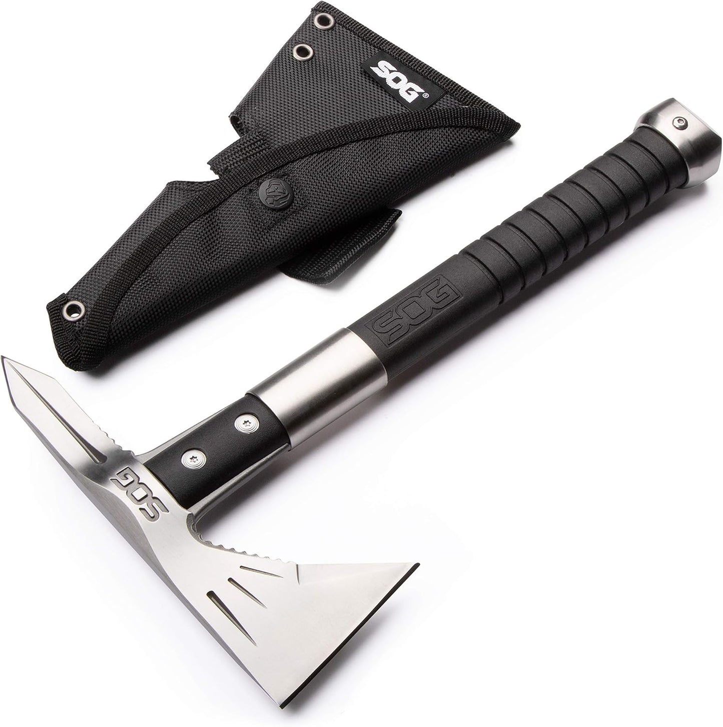 SOG Survival Hawk - Specialty Outdoor Tactical Hatchet, Fire Starter, Nail Puller, Hammer, Multi-Purpose Blade with Reflective Paracord Wrapped Handle (SK1001-CP),Black