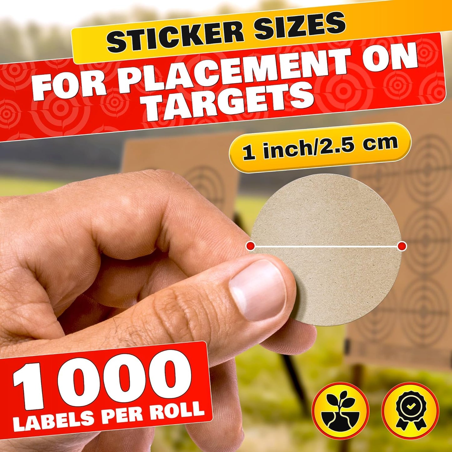 1000Pcs Cardboard Targets for Shooting - 1" IDPA Practice Dots Mini Targets for Pistol Range - Airsoft Stickers Archery Paster