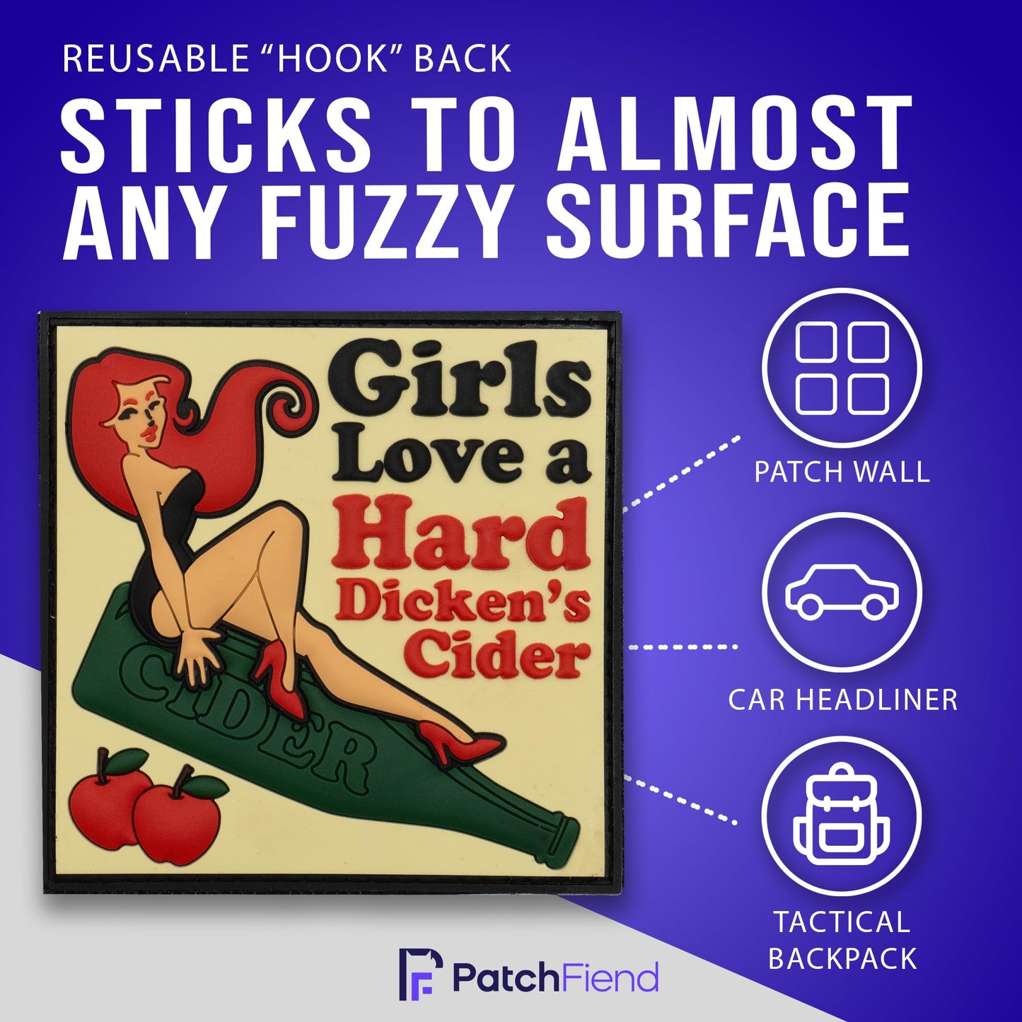 'Hard Dicken's Cider' Humorous Funny PVC Patch: Custom Patches - Tactical Patch for Morale Patch Collectors, Military, Meme Lovers, Anime 3D PVC Patches Tactical