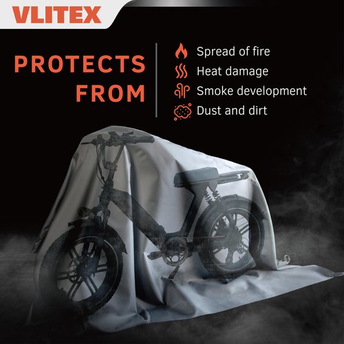 VLITEX Extra Large Fire Blanket (118 x 157 in - XL) | Engineered in Germany | Lithium Battery & Emergency Fire Suppression Blanket | Certified Fireproof Silicone & E-Fiberglass