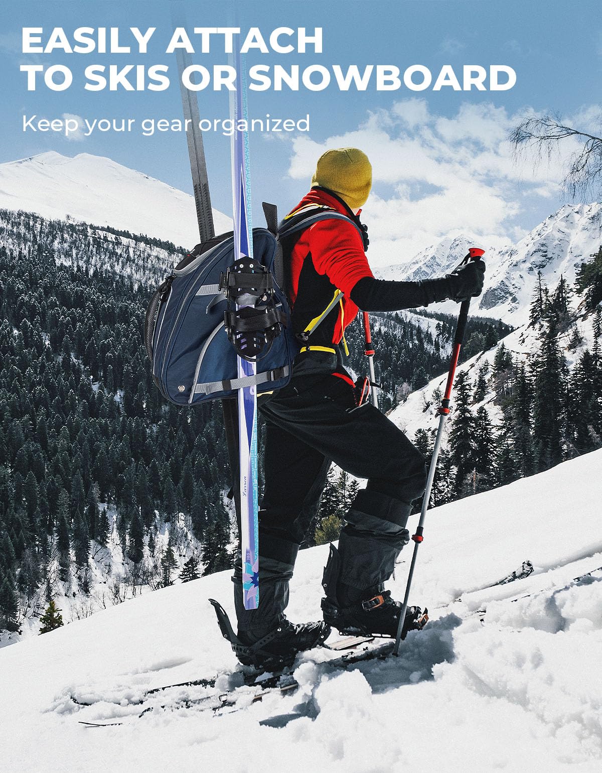 KEMIMOTO Ski Boot Bag, 55L Waterproof and Snowproof Skiing and Snowboarding Travel Luggage, Excellent for Store Ski Boots, Skiing, Snowboarding, Jacket, Helmet, Goggles, Gloves & Accessories-Blue